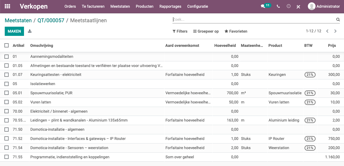 Odoo meet en vorderingsstaten voor de bouwsector